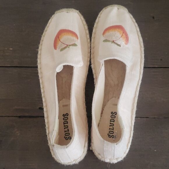 Soludos Peach Embroidered Espadrilles Sand Size 6 NEW - Picture 3 of 7